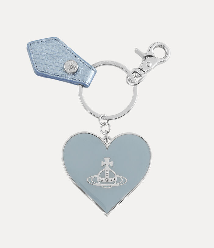 Vivienne Westwood GRAIN LEATHER MIRROR HEART ORB KEYRING